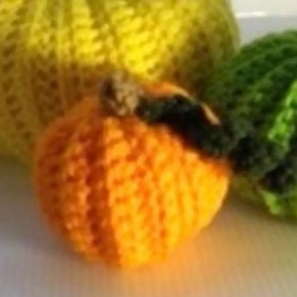 NWT Yellow Green Orange Handmade Crocheted Pumpkin Set of 3 by Dawny